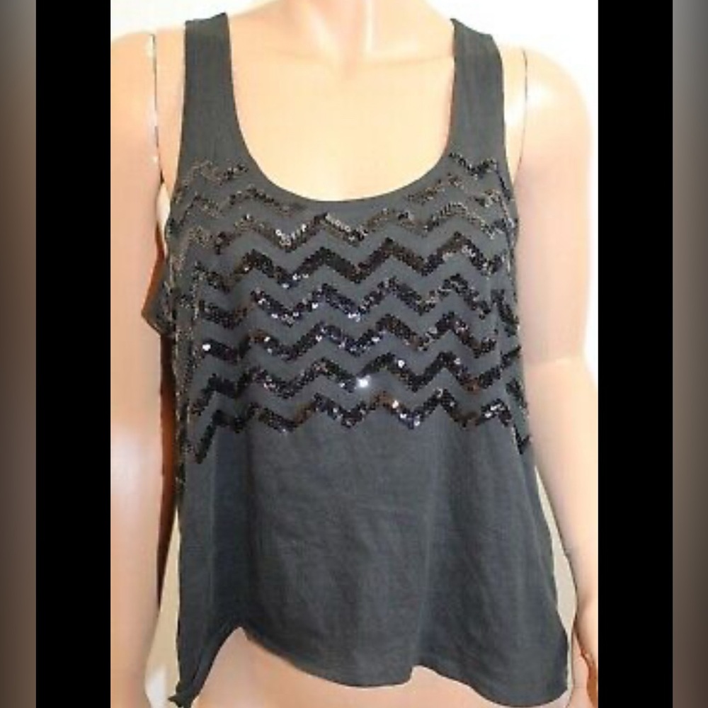 NWT PINK Victoria Secret Black Tanktop - S - Sparkles Going Out Top y2k